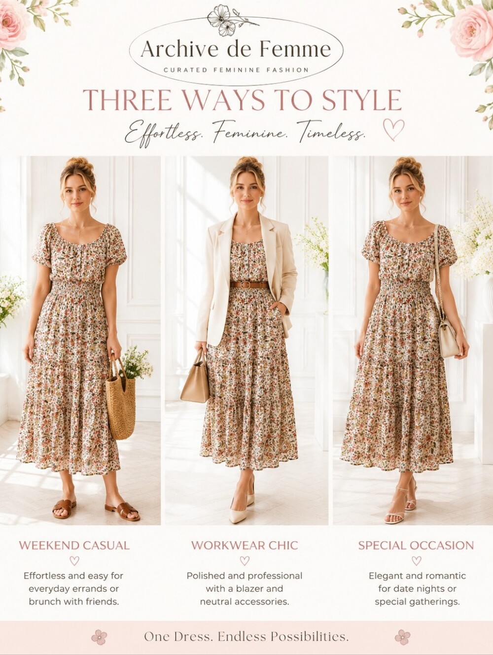 FIGUEROA & Flower| Floral Smocked Maxi Dress Romantic Puff Sleeve | Size Small - Picture 3 of 7